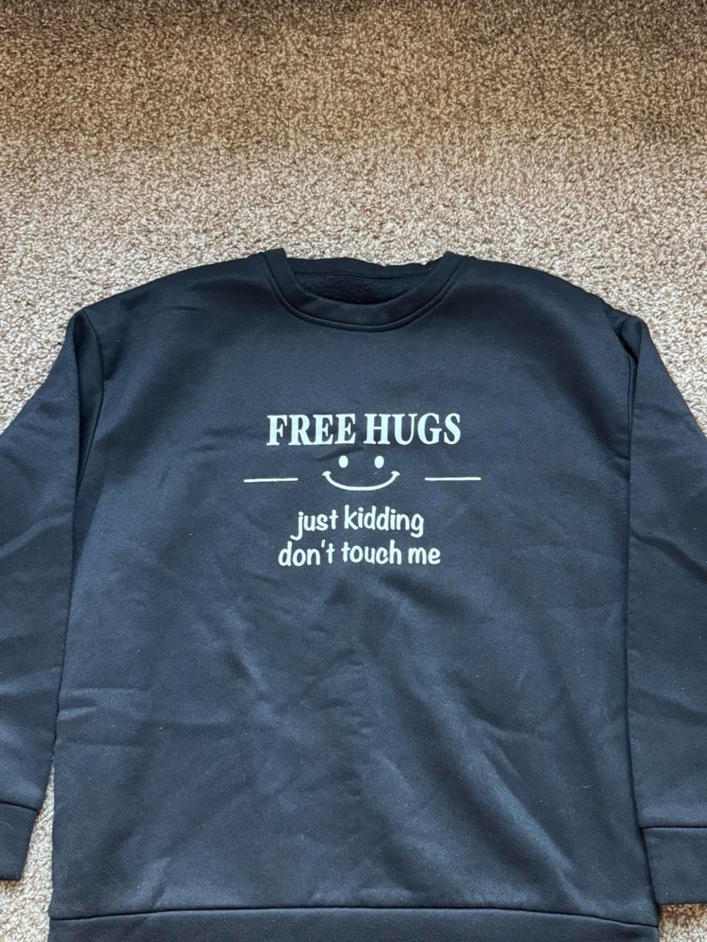 SHEIN Black 'FREE HUGS' Graphic Sweatshirt